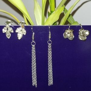 ♥️Silver Tone Earring Trio Set